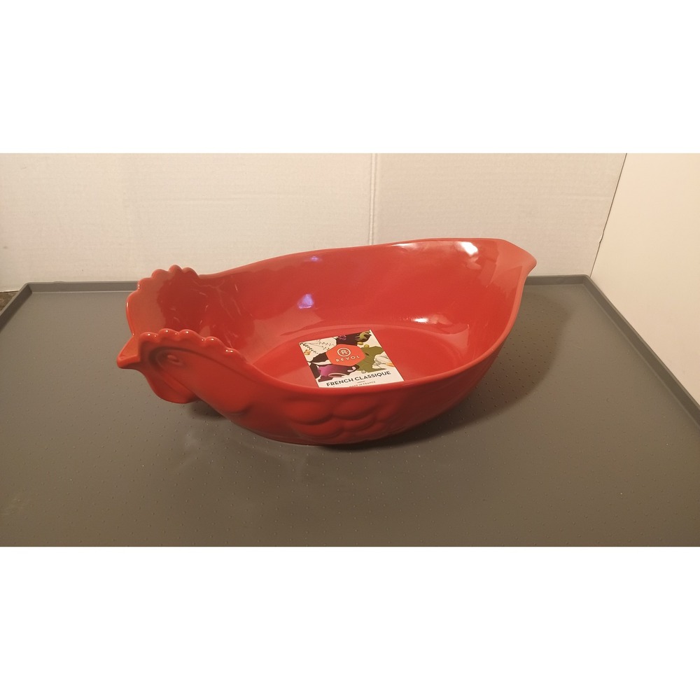 Revol Rooster Serving Bowl Unisex Large Red New French Classique Porcelain